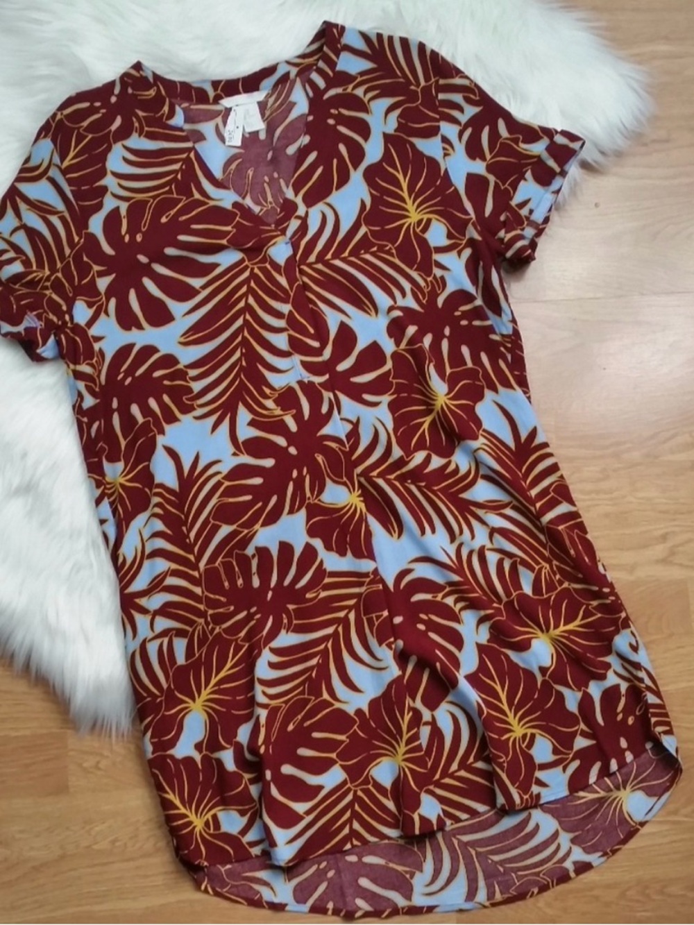 H&M High Low Tropical T-shirt Dress